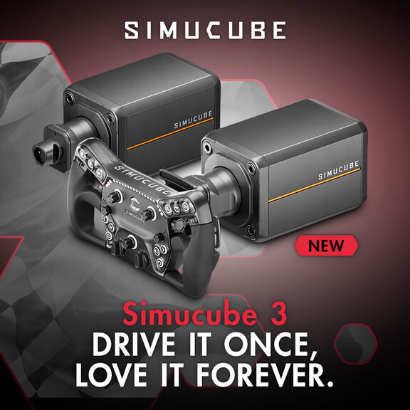 Simucube 3 Hero image SimVerse direct drive wheelbases for sim racing &lsquo;Drive it once, love it forever.'