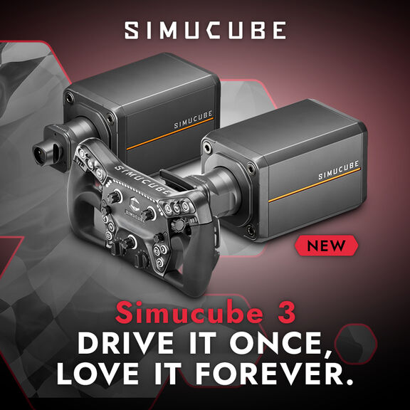 Simucube 3 Hero image SimVerse direct drive wheelbases for sim racing &lsquo;Drive it once, love it forever.'