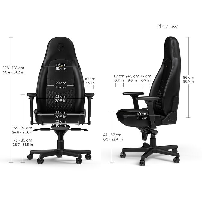 noblechairs ICON Real Leather Gaming Chair Black image number 4