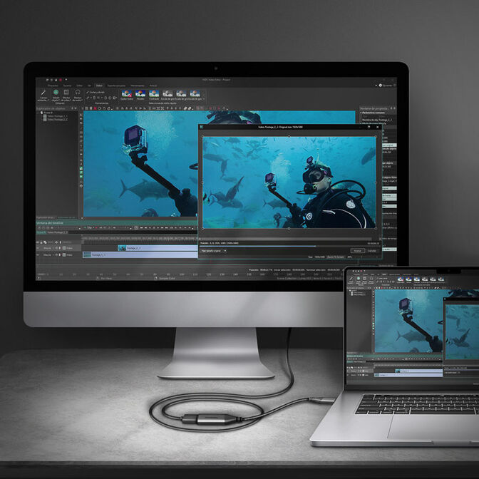 Axagon RVC-HI2M USB-C zu HDMI 4K60 Adapter 25 cm image number 1