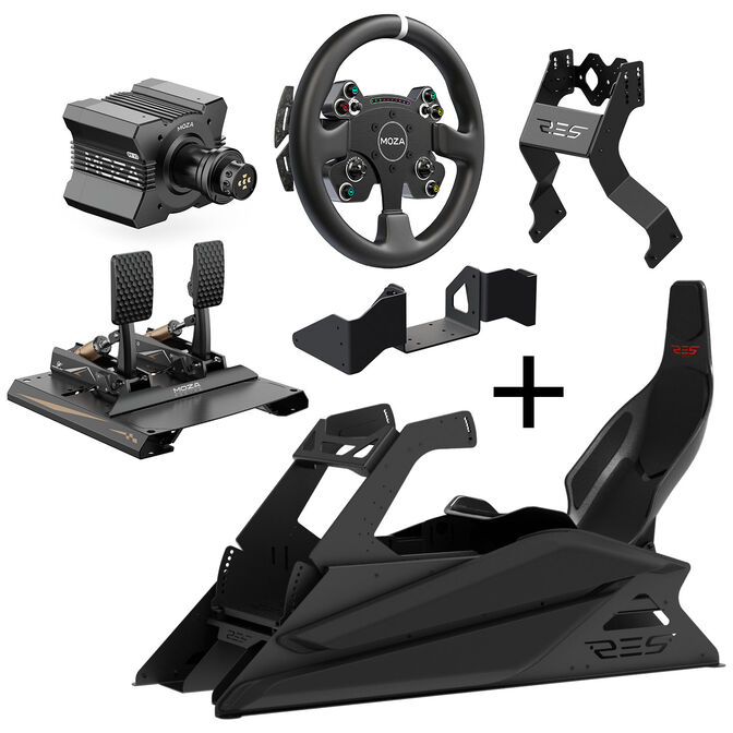RES-TECH GT Cockpit SimRacing Rig MOZA Bundle Shiny Black image number 0