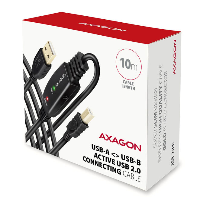 Axagon ADR-210B Aktives USB-2.0-Kabel A-B 10m image number 3