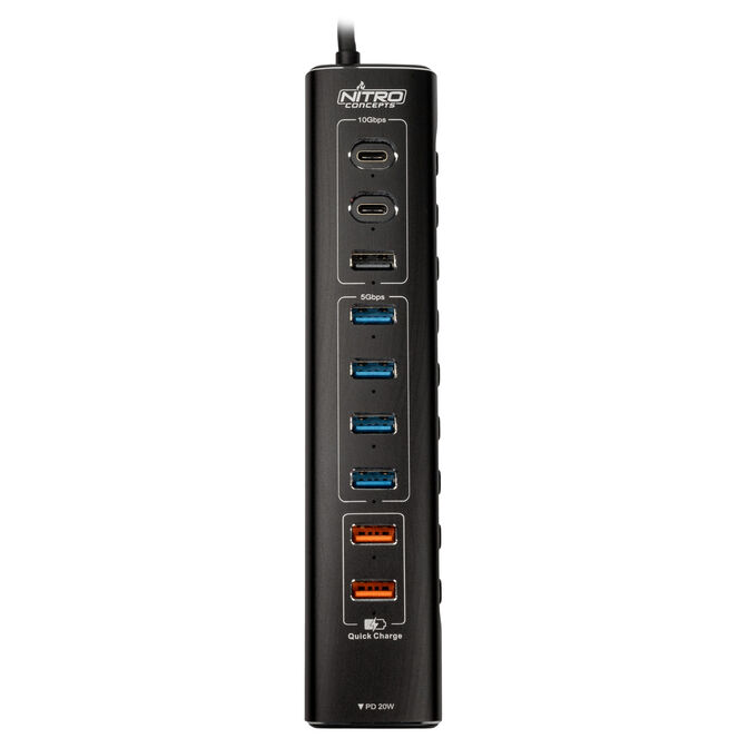 Nitro Concepts UH1 Hybrid USB Hub &ndash; 10-Port USB-Hub f&uuml;r SimRacing image number 1