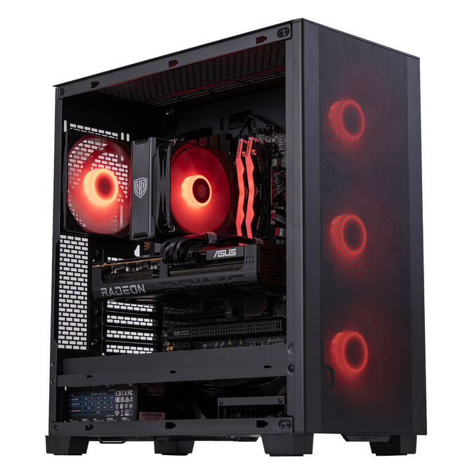 King Mod Systems Gaming-PC Mach 5 Rot, AMD Ryzen 5 7500X3D, RX 9070XT, without Windows image number 1