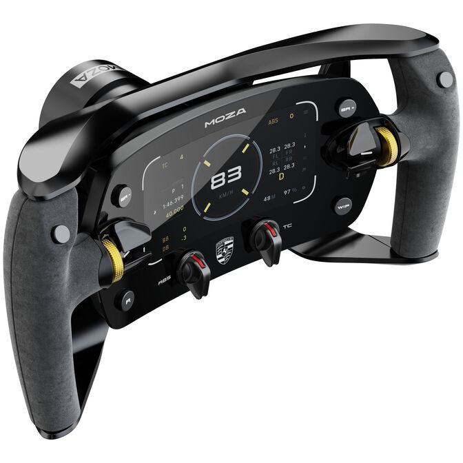 MOZA Porsche MISSION R Simracing Steering Wheel, 5.4-inch OLED Display, Official Replica - Black image number 1