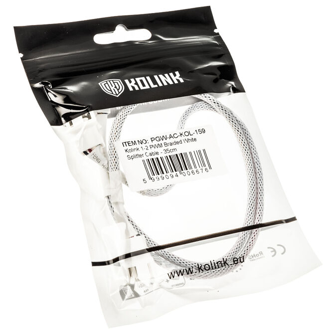 Kolink 1:2 PWM Fan Splitter Cable 35cm braided white image number 2
