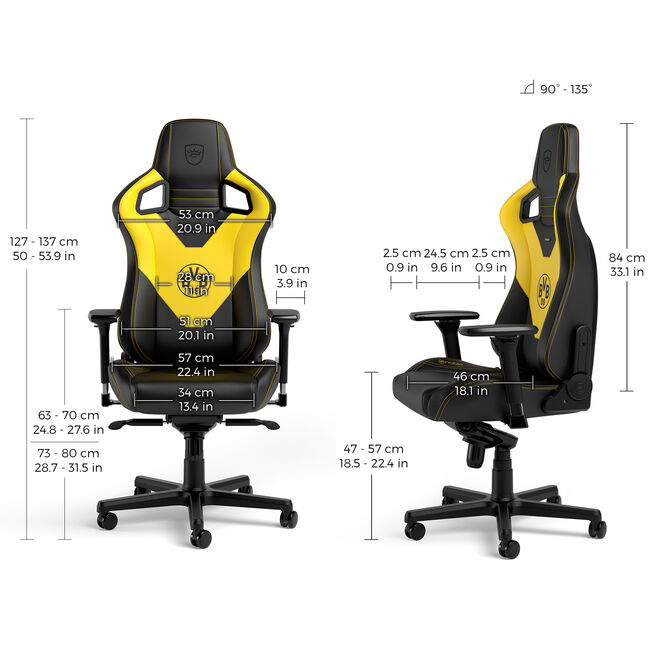 noblechairs EPIC Gaming Chair Borussia Dortmund Edition image number 4