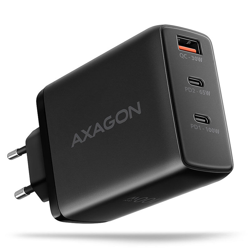 Axagon GaN USB‐C Wandladegerät 100W 3‐Port