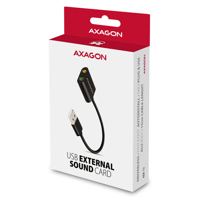 Axagon ADA-12 USB 2.0 Stereo Audio Adapter 15 cm image number 1