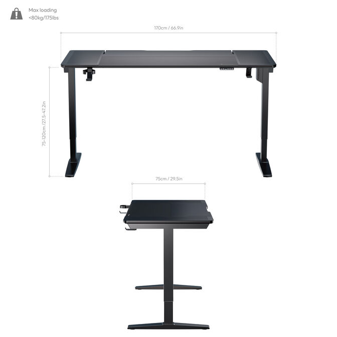 ThunderX3 LAB X Gaming Desk Height Adjustable Black image number 1