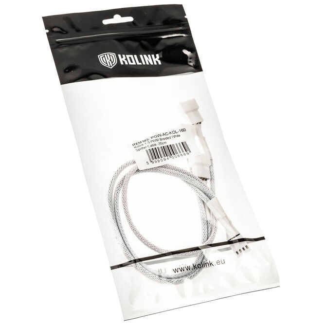 Kolink 1-3 PWM Fan Splitter Cable 35cm braided white image number 2