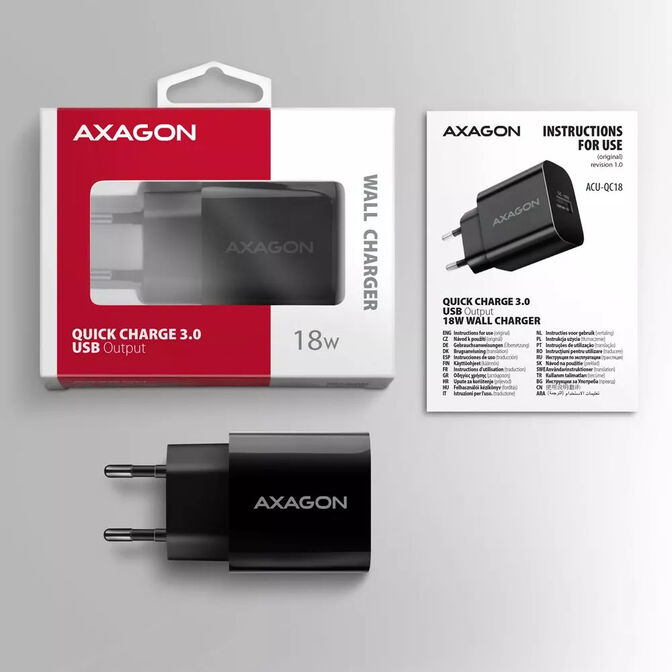 Axagon ACU-QC18 Ladeadapter 18W Schwarz image number 6